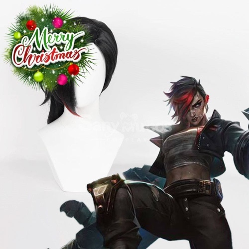 【In Stock】Game League of Legends Arcane 2 Cosplay Vi Black Cosplay Wig