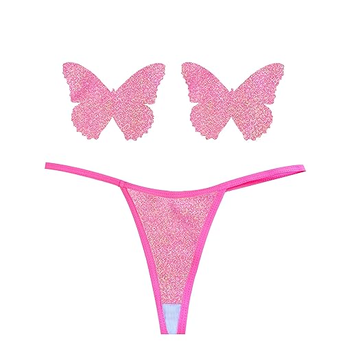 Neva Nude Naughty Knix G String with Matching Nipztix Pasties - Bella Rosa Pretty Iridescent Pink