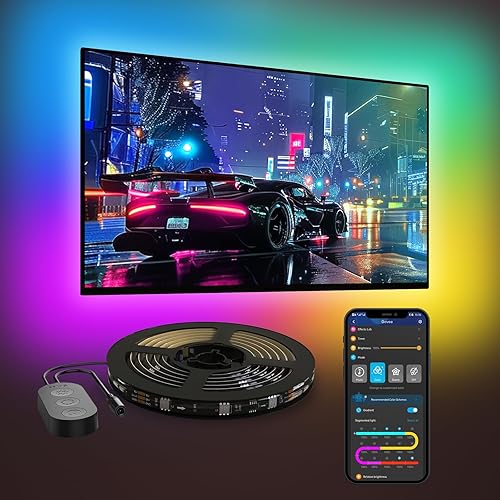 Govee LED TV Hintergrundbeleuchtung 4.6M, RGBIC TV LED Streifen für 70-80-Zoll TVs, Steuert durch Bluetooth und Wi-Fi, Funktioniert mit Alexa & Google Assistant, 11 Musikmodi, 99+ Szenenmodi - 4.6M