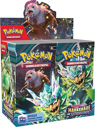 Pokémon-Sammelkartenspiel: Boosterpack-Display-Box Karmesin & Purpur – Maskerade im Zwielicht (36 Boosterpacks) - Single