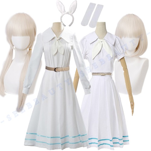 Beastars Haru Cosplay Costume White Dress White Rabbit Haru JK Uniform Dress for Woman Girls Hallowmas Party Costume Wigs