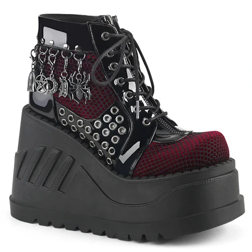 Stomp-18 | Black Patent-Burgundy Velvet / 10
