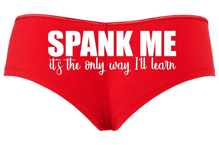 Knaughty Knickers Spank Me Its The Only Way I Will Learn I'll Red Boyshort BDSM - X-Large White