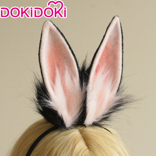 DokiDoki  Cosplay Band Rabbit Ears Lolita Cute White/Black/Pink/Grey Cat Ears | Black Pink-PRESALE