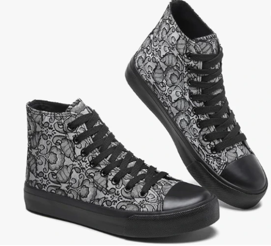 Black Lace High Top Sneakers