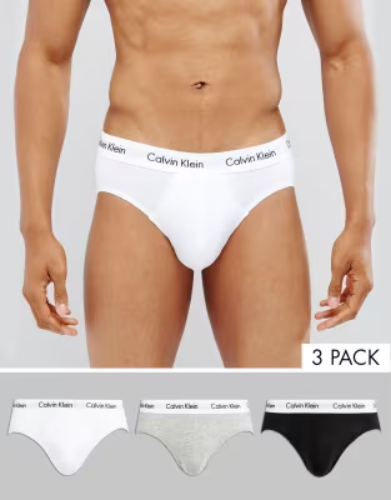 Calvin Klein Cotton Stretch 3-pack briefs in black, white and grey | ASOS