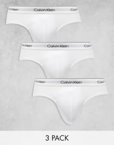 Calvin Klein Modern Cotton 3 pack hip brief in white | ASOS