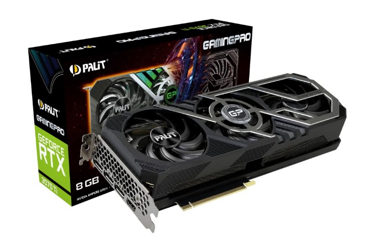 Palit RTX 3070 Ti GamingPro 8GB GDDR6X LHR Graphics Card, 6144 Core, 1575 MHz GPU, 1770 MHz Boost, NVIDIA Ampere, HDMI, DP1.4a x 3