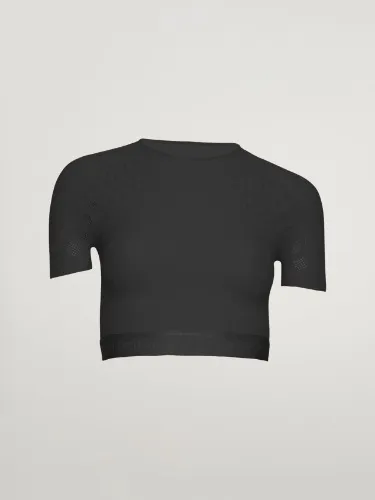 DOTS ILLUSION WOLFORD NET CROP TOP XS BLACK