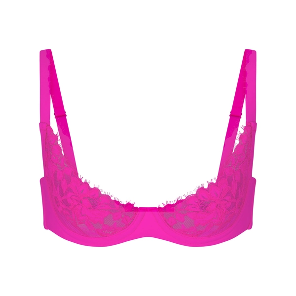 SKIMS LACE UNLINED SCOOP BRA | FUCHSIA