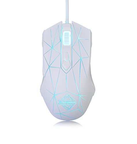 FIRSTBLOOD ONLY GAME. AJ52 Watcher RGB Gaming Mouse, Programmable 7 Buttons, Ergonomic LED Backlit USB Gamer Mice Computer Laptop PC, for Windows Mac Linux OS, Star White - Star White