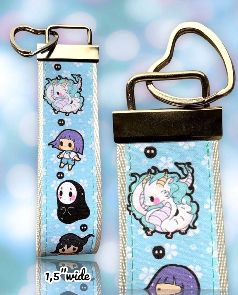 Kawaii spirited away icons chhiro no face haku theme 1.5” wristlet key fob great gift idea