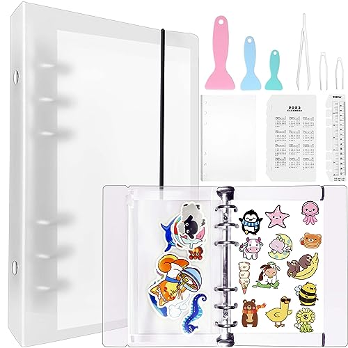 Reusable Sticker Book Collecting Album 100 Sheets | A6 Binder Sticker Book for Adults Girls Kids| Sticker Collecting Album for Sticker Storage| Sticker Album for Collecting Stickers or Activity Labels - Sticker Book