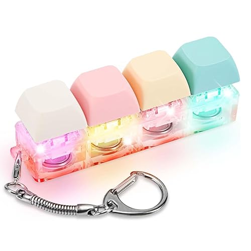 Keyboard Fidget Toy, Fidget Keyring, Desk Toys Skin Picking Fidget Toys with Lamp Funny Button Fidget Toy for to Relief Stress Pass The Time Decompression Gift for Boys Girls