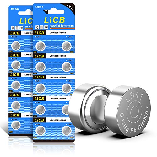 LiCB 20 PCS LR41 AG3 392 192 SR41SW Battery 1.5V Button Coin Cell Batteries