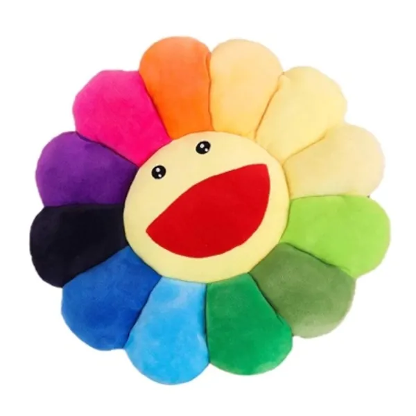 17" Flower Plush Sunflower Seating Cushion - Sunflower Sofa Chairs Pillow Floor Pillow for Kids Reading Book Watching TV Bed Room Decoration (Rainbow)