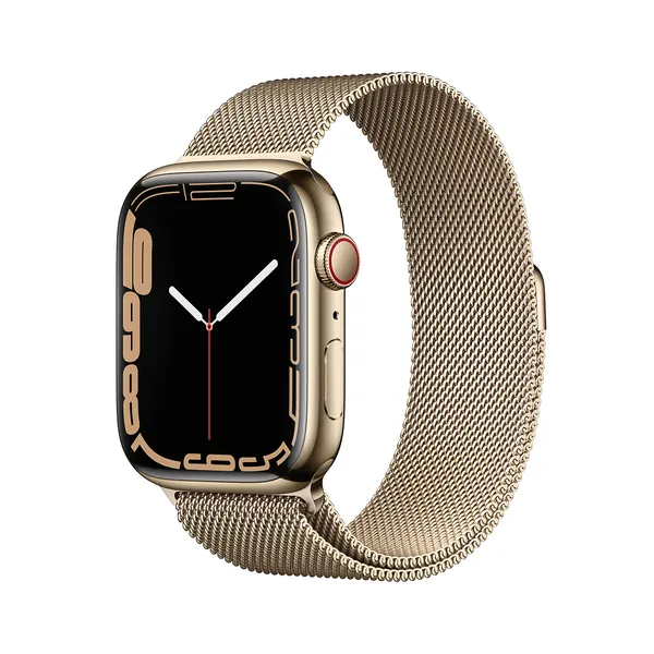 Apple Watch Series 7 [GPS + Cellular 45mm] Smart Watch w/ Gold Stainless Steel Case with Gold Milanese Loop. Fitness Tracker, Blood Oxygen & ECG Apps, Always-On Retina Display, Water Resistant - GPS + Cellular 45mm Gold Stainless Steel Case with Gold Milanese Loop