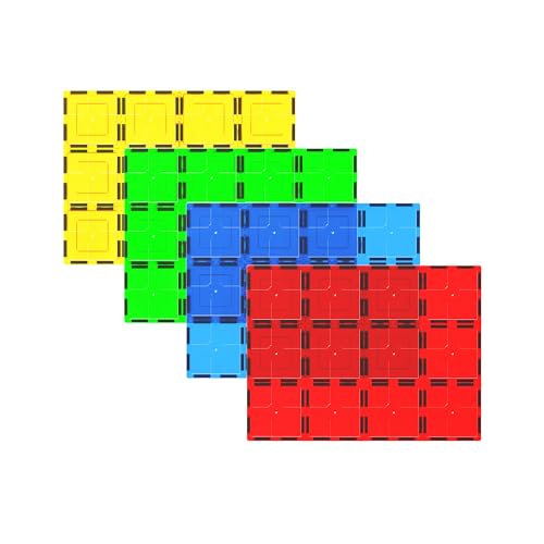 PicassoTiles Magnetic Building Blocks Set - 4pc Jumbo XL Base Plates, STEM Education Construction Kit for Kids - PT04