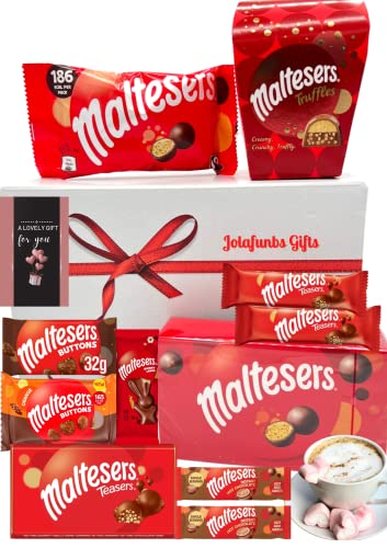 Maltesers Hamper Gifts Luxury Chocolate Selection Box Gift Set-Sweets Gift Box Includes Cards,Maltesers Truffles,Maltesers Teasers,Buttons&More.Perfect For Maltesers Chocolate Lovers