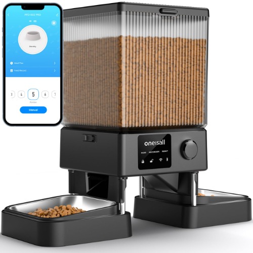 oneisall Comedero Automático para Gatos con Wi - Fi 5G, Adecuado para Dos Gatos/Perros Pequeños y Medianos. Dispensador de 5 litros / 20 Tazas de Alimentos con Control por Aplicación(Negro) - WIFI - negro