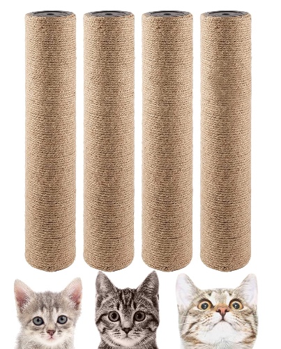BNOSDM - 4 piezas M8 de 15 x 2.75 pulgadas, para árbol de gato, piezas de repuesto para gatos interiores, cuerda de torre, postes de rasguño, repuesto de poste de yute natural para - 4 piezas - Gris