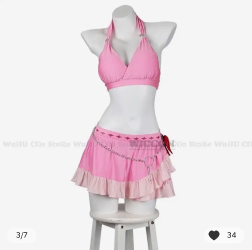 Game Final Fantasy VII Aerith Gainsborough Tifa Lockhart Cosplay Costume Wig Summer Swimsuit Sexy Bikini Woman Carnival Suit Cos