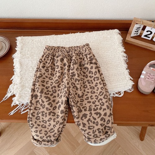 Baby Toddler Leopard Floral Fleece Lined Pants | Leopard / 12-18M