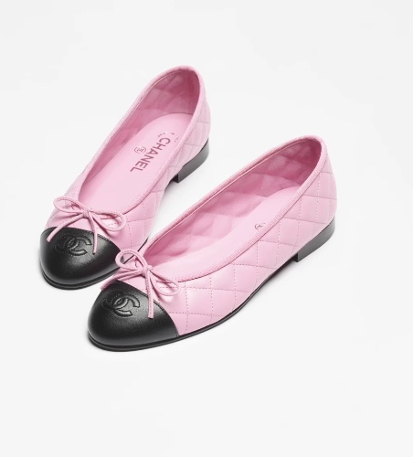 Ballet flats - Lambskin, pink & black — Fashion | CHANEL