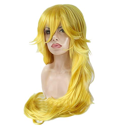ANOGOL Hair Cap+Princess Wig Long Wavy Halloween Cosplay Wig Yellow Costume Party Wigs Anime Wigs - Yellow - 1 Count (Pack of 1)
