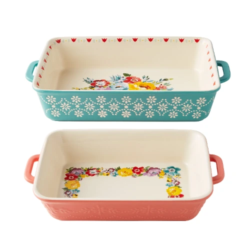 The Pioneer Woman Sweet Romance Blossoms Assorted Color 2-Piece Rectangular Ceramic Baking Dishes