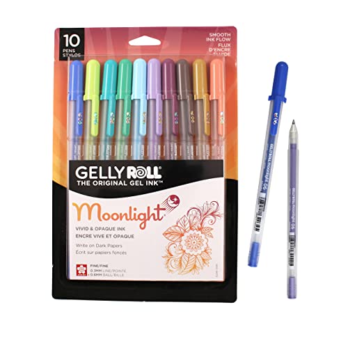 SAKURA Gelly Roll Moonlight 06 Gel Pens - Fine Point Ink Pen for Journaling, Art, or Drawing - Assorted Earth & Jewel Tone Ink - Fine Line - 10 Pack - Assorted Earth & Jewel Tone Ink