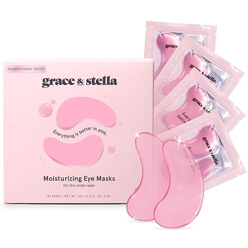 grace & stella Award Winning Under Eye Mask (Pink, 48 Pairs) Reduce Dark Circles, Puffy Eyes, Undereye Bags, Wrinkles - Gel Under Eye Patches - Gifts for Girlfriend - Vegan Cruelty-Free Self Care - Pink (48 Pairs)
