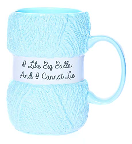 Boxer Gifts Tasse mit Aufschrift I Like Big Balls And I Cannot Lie, Strick-Geschenk-Tasse, Hellblau mit realistischen Garn-Details, tolles Geschenk für Weihnachten, Geburtstag oder Muttertag, 12oz - Einzeln