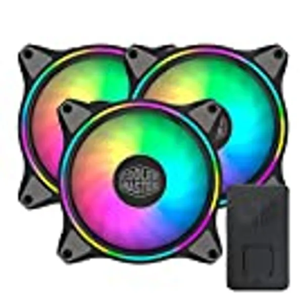 COOLERMASTER MasterFan MF120 Halo Duo-Ring ARGB Lighting Fan, 24 Independently LEDs, PWM Static Pressure Fan, Absorbing Pads for Computer Case & Liquid Radiator Liquid and Air Cooler, Black