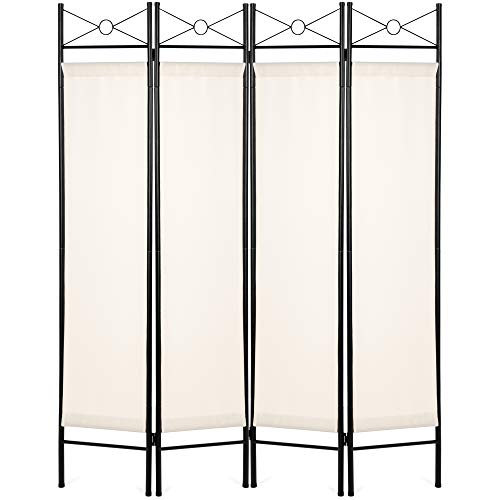 Best Choice Products 6ft 4-Panel Folding Privacy Screen Room Divider Multipurpose Decoration Accent for Bedroom, Bathroom, Office, Salon, Shade w/Steel Frame, Lightweight Design - White - White