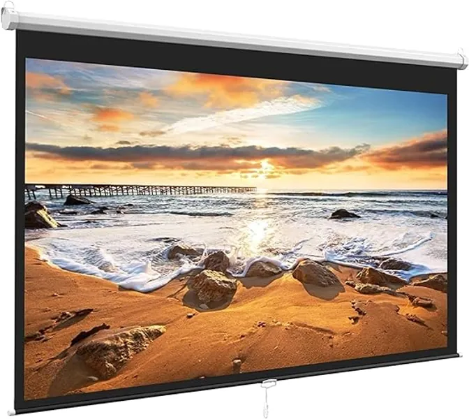 Projector Screen 100 Inch 16:9 - Auto-Locking Portable Projection Screen for 4K 3D 1080P HD - Manual Projector Screen Pull Down for Indoor Outdoor Home Theater Office Movies by PERLESMITH - 16:9 without stand