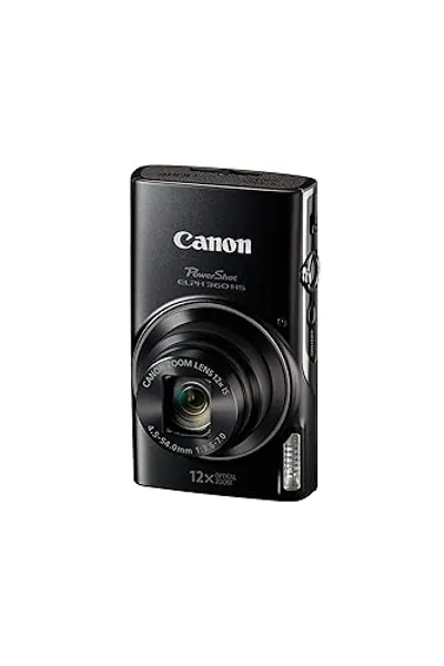 Canon PowerShot ELPH 360 Digital Camera w/ 12x Optical Zoom and Image Stabilization - Wi-Fi & NFC Enabled (Black) - Black