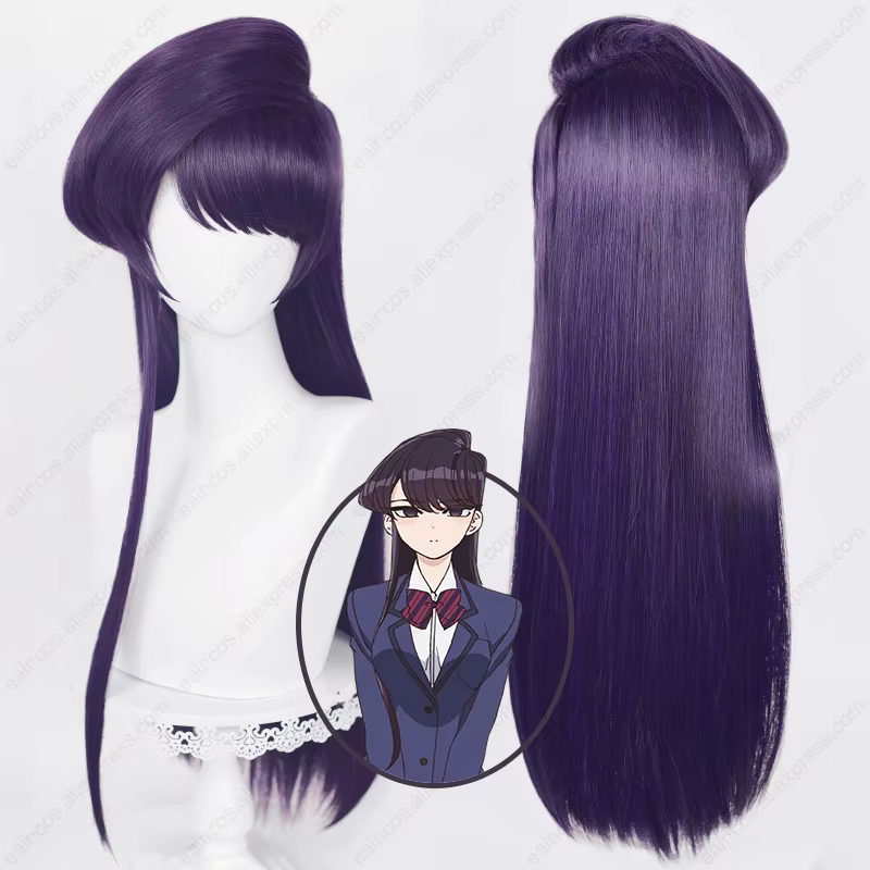 Perruque de Cosplay Anime Shouko Komi, 80cm de Long, Violet, Noir, Perruques, Degré de Chaleur, Cheveux Synthétiques - AliExpress 