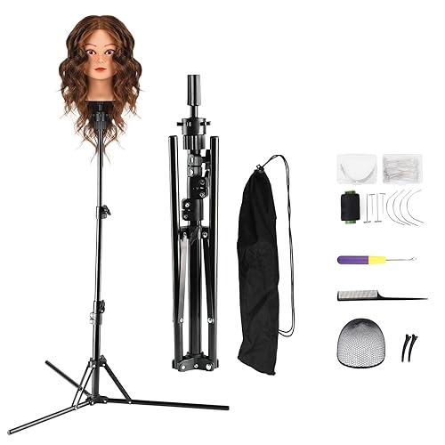 Neverland Beauty & Health Trepied Support Perruque de Tete a Coiffer Professionnel Réglable Pliable avec Set pour la Formation en Perruque et en Coiffure. - Métal