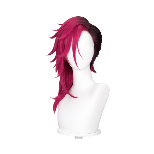 【Normal Ver Ready For Ship】DokiDoki Game Cosplay Cosplay Wig / Earrings / Nose Ring / Tattoo Curly Red / Young Version Black-Red / Gradient Color Matching Reverse Warping | Black Red Long Ver.-Order Processing Time Refer to Description Page