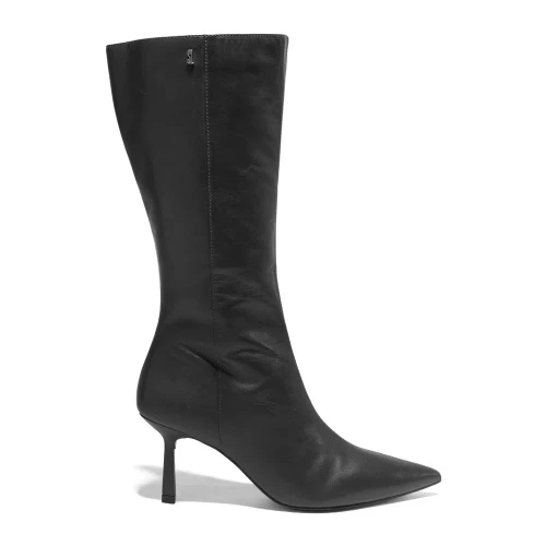 Black Leather Boots Pointed Toe