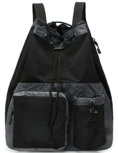 Mesh Drawstring Backpack - Dark Grey