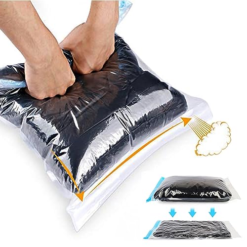 Compression Bags for Travel - Travel Essentials - 12 Pack Space Saver Bags - No Vacuum or Pump Needed - Vacuum Storage Bags for Travel Accessorie - Travel and Home Packing Organizers (transparent) - transparent