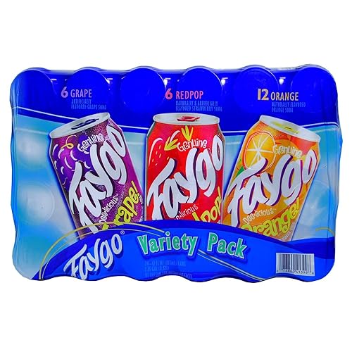 Faygo Variety Soda, Grape Red Pop Orange, 12 Ounce (24 Cans)