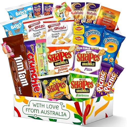 Christmas Snacks & Holiday Candy Gift Box from Australia - 30 Piece - Delicious Festive Treats for Adults, Teens, Family - Halloween Candy, Thanks Giving, Christmas Candy & Chocolate Basket - Fun Christmas Gifts