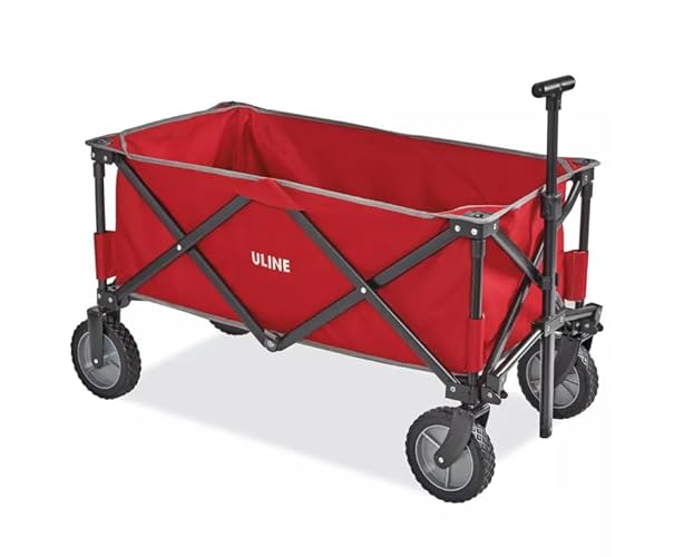 Uline foldable Utility Wagon Red with wheels and handle storage bag