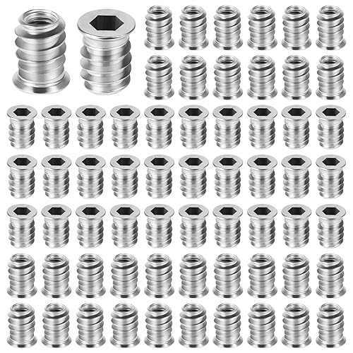 150 Pcs M6 x 15mm Hex Socket Screw Inserts Threaded Insert Nuts, M6 Screw in Nuts for Wood Furniture