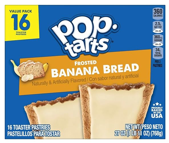 Pop-Tarts Frosted Banana Bread Breakfast Toaster Pastries, 27 oz, 16 Count