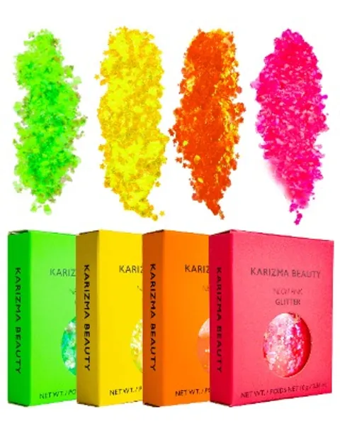 NEONS Glitter Pack ✮ KARIZMA Beauty ✮ 40g Festival Glitter Cosmetic Chunky Face Body Fluo Neon Fluorescent