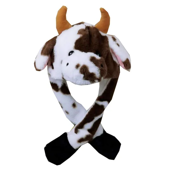 YEKEYI Animal Hat Cow Ear Moving Jumping Hat Pop Up Ears Plush Hat Cap Headband for Women Girls